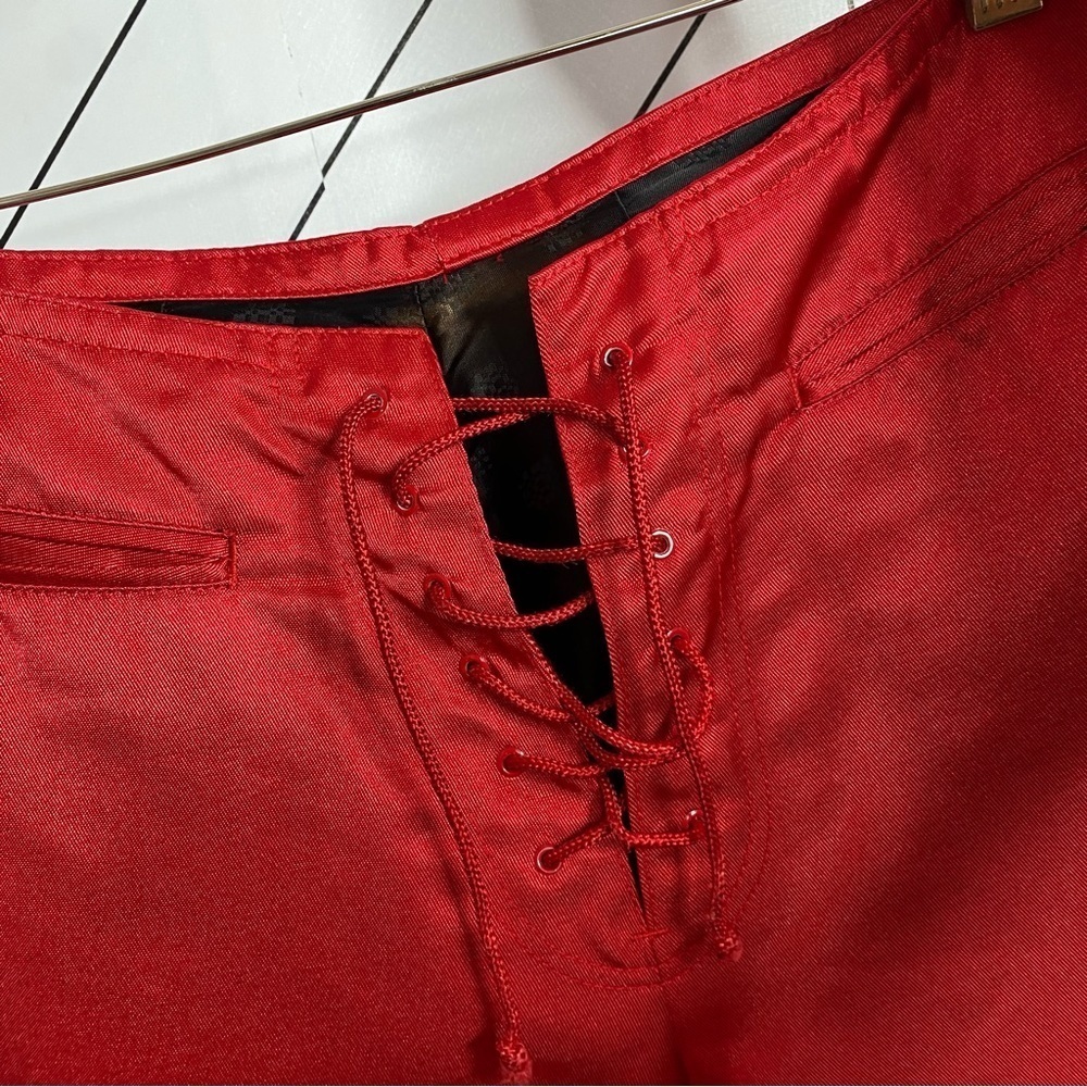 Vintage 90s LORDS Red Rockstar Lace-Up Pants Waist 30 Made in Los Angeles - Picture 5 of 10